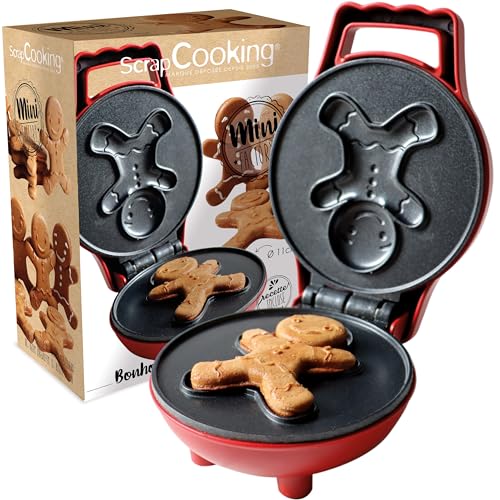 ScrapCooking - Mini Waffleleisen Lebkuchenmann - Mini Waffle Factory Gingerbreadman - Antihaftbeschichtete Platte - Kleine Waffelmaschine - Weihnachten - Mit Rezept - 3884