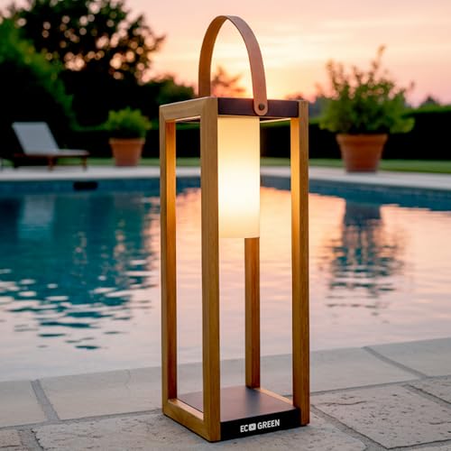 EcoGreen Solar Lantern with Handle for Outdoor Lighting &ndash; 7.87x22.83 in Waterproof Solar Light...