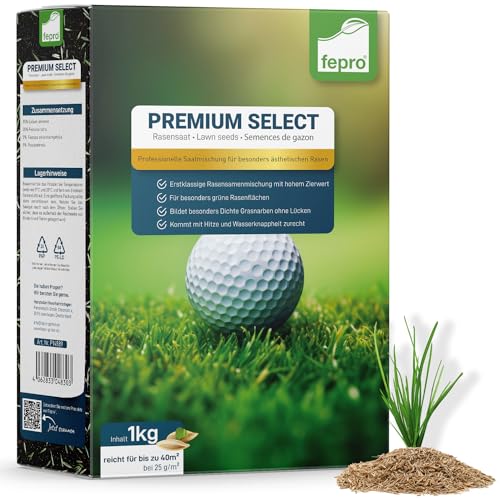 1kg Premium Rasensamen für Profis 40m², Zierrasen Superrasen, besonders dichtwachsend und tiefgrün, ideal für Neuansaat und Nachsaat, Rasensaat Grassamen