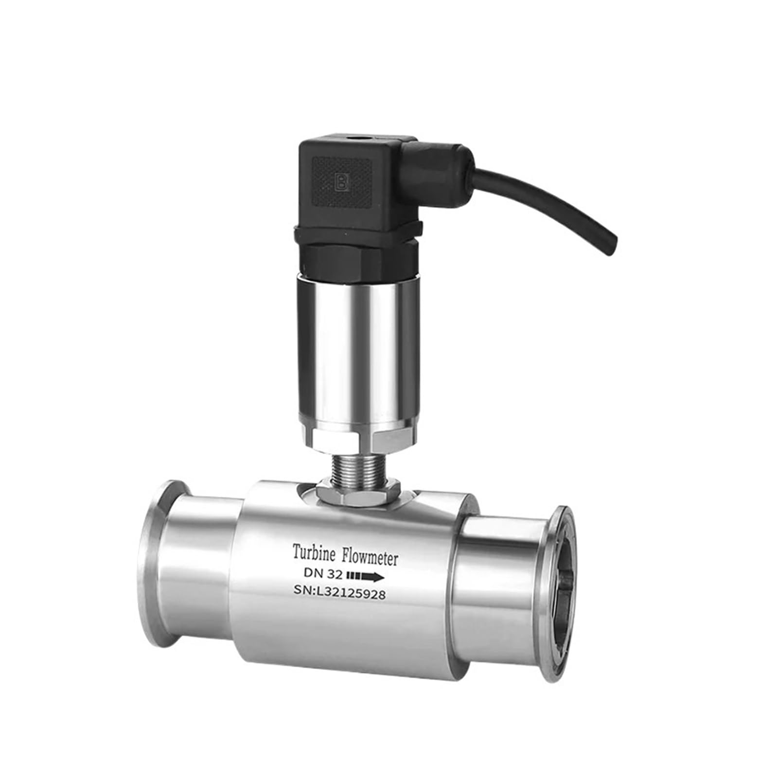 BALYDLUL SS304 SS316 Clamp DN50 DN25 Water Turbine Flow Meter 4-20mA Flow Sensor(DN25)