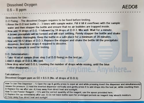 Image of Aquasol DISSOLVED OXYGEN TEST KIT AEDO8 Water Test Kit 0.5 to 8.0 PPM, 250 Tests