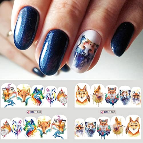 Fox Nail Art Sticker Maplel Leave Water Transfer Nail Decals Nail Supplies Summer Animal Fox Sunflower Leaf Mushroom Nail Stickers Design For Acrylic Nail Nail Decoration For Women Girls #TOP3
