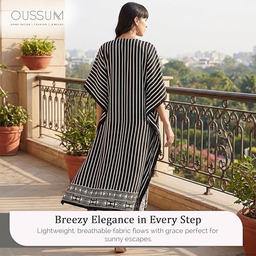 Image of Oussum Women Long Maxi Plus Size Polyester Kaftan Gown, Womens Kaftan Dresses Lounge Resort Wear, Plus Size Kaftan