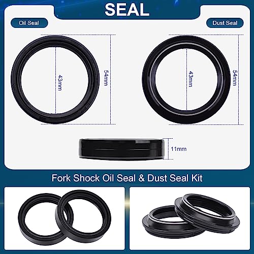 Image of 43mm Fork Seal Kit For Honda CRF250L CRF250M CRF250LA Rally 250,CBR600 XR400R XR600R XR650L,VFR750R CB900F Hornet CB1100 RS CB1300 43x54x11mm