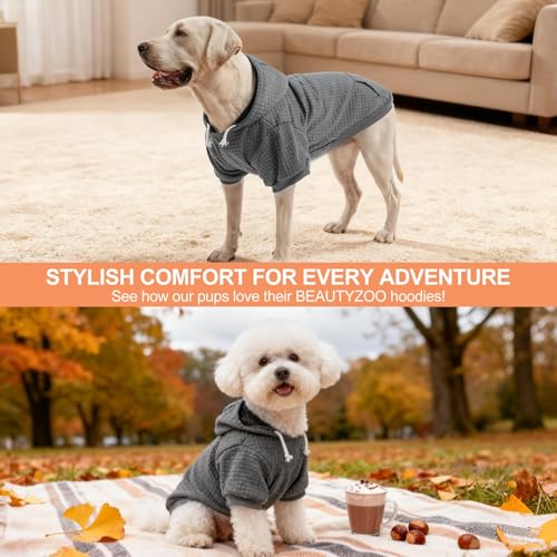Image of BEAUTYZOO Dog Hoodies Sweater for Medium Dogs, Waffle‑Like Laminated Coat