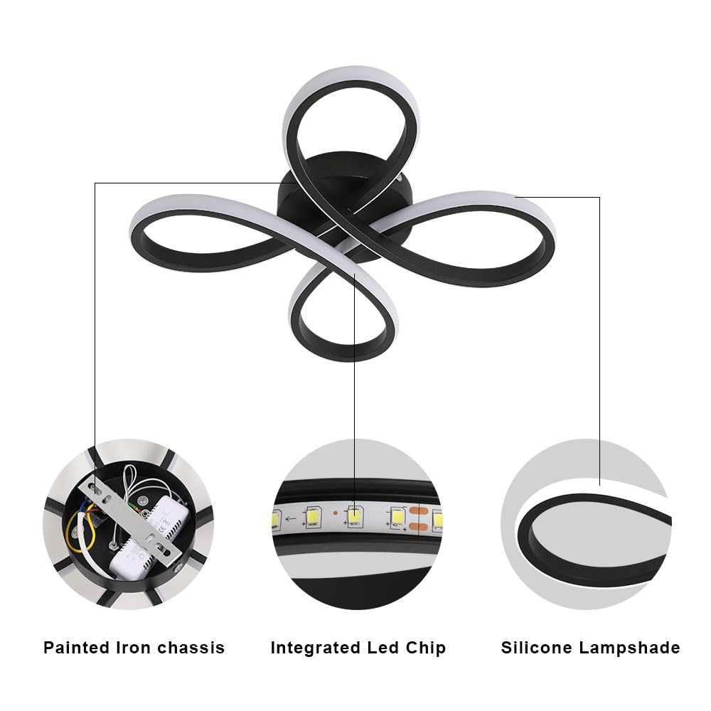 SENQIU LED Ceiling Light, 30W Modern Acrylic Ceiling Lamp, Flower Shape LED Light Fitting for Living Room Bedroom, Kitchen - Image 4