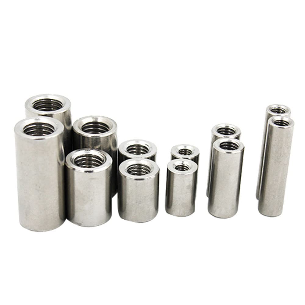 Tuercas de conector redondo 20 piezas M4, varilla de rosca hembra, tuercas de acoplamiento redondas de acero inoxidable, 6 * 10mm/0,24 * 0,39 pulgadas