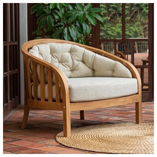 Cambridge Casual Barnese Teak Wood Outdoor Lounge Chair – Oversized Patio Seating with Tufted Tan Cushion, Weather‑Resistant, 500 lb Capacity