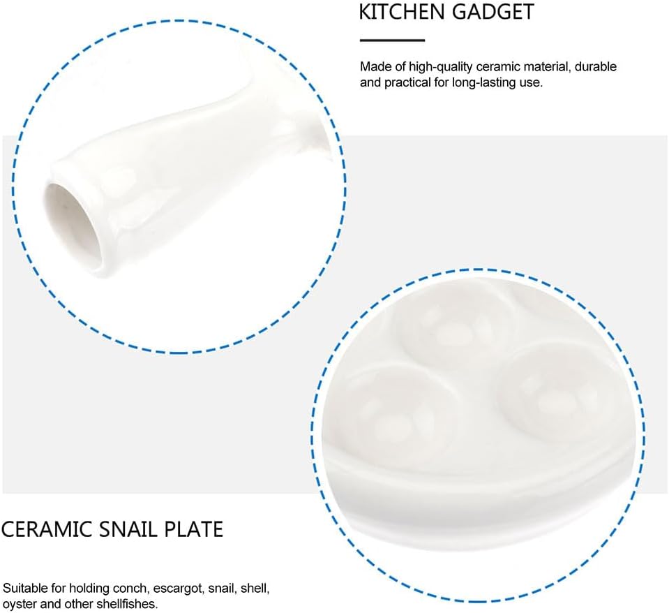 Hemoton Ceramic Escargot Baking Tray with 6 Holes Oven Safe Snail Grill Dish Porcelain Bakeware Set 7.48X4.72X1.37 Inch for Home Restaurant Hotel Use