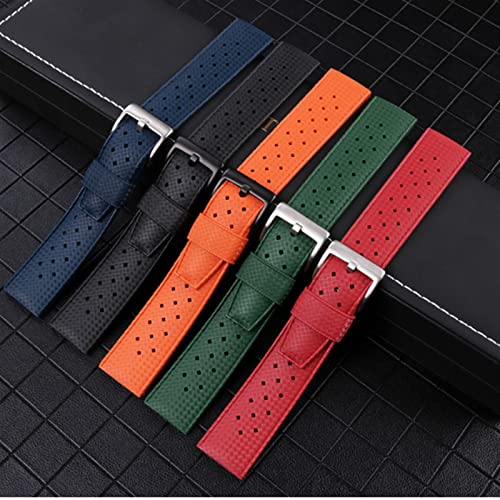 Bracelet de montre Tropic en caoutchouc de fluorine orange 22mm pour Seiko - 7