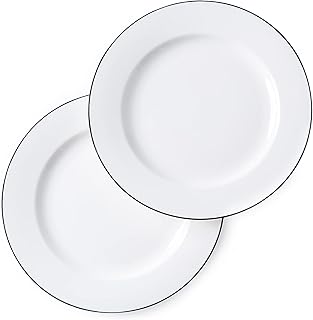 26cm Assiettes Plates, Set de 2 Assiettes Dessert，Blanc