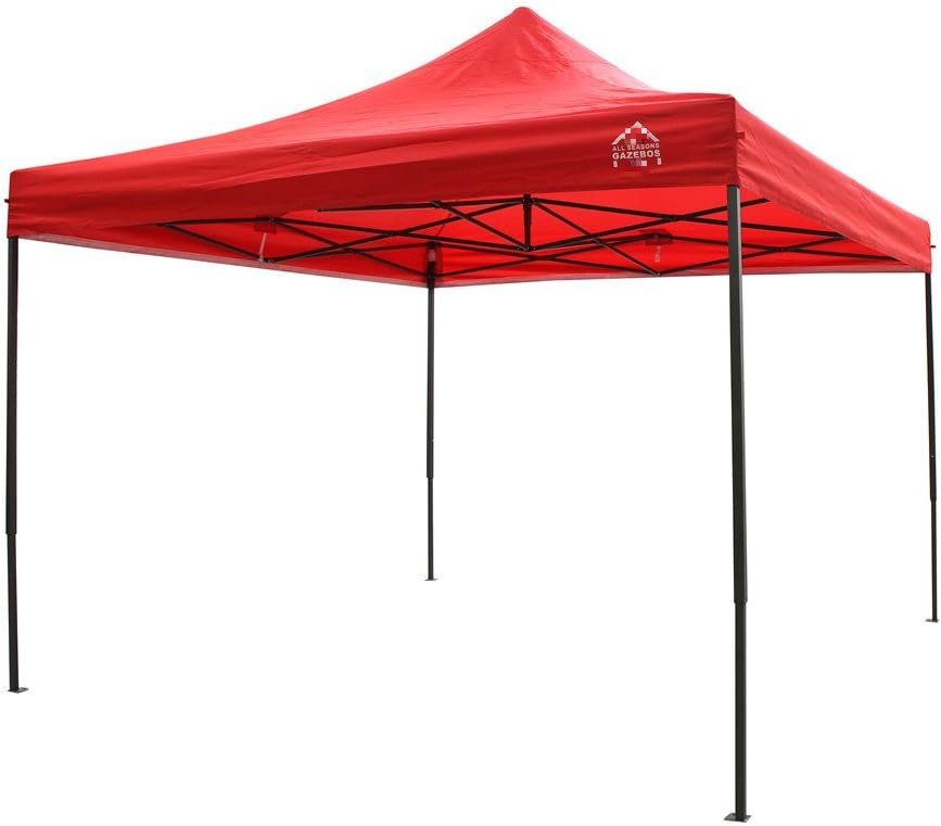 All Seasons Gazebos, Choice of Colours 3x3m (10ft x 10ft) Heavy Duty, Fully Waterproof, PVC Coated Premium Pop Up Instant Gazebo (Red)