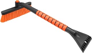 nacena Snow Brush and Ice Scrapers for Car Windshield, Detachable Snow Remover for Cars EVA Foam Grip and Rotatable Brush Head Snow Scraper for Car Trucks SUV, Winter Cars Accessories (Orange)