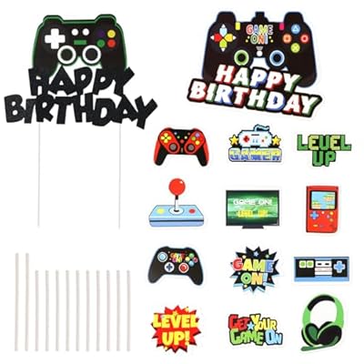 Disnace Decoración para tartas de videojuegos, decoración para tartas de control de juegos, decoración de pastel para Minecraft, decoraciones de cumpleaños para fiestas de cumpleaños temáticas de | Ya disponible en tu tienda friki favorita! En mundofriki.es!