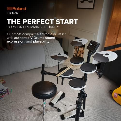 Bild 1 - Roland TD-02K V-Drums | Kompaktes elektronisches Drumkit für Einsteiger mit dynamischer Spielbarkeit, geräuschreduzierenden Features, in der Höhe verstellbarem Stativ | Integrierte Coach-Funktion