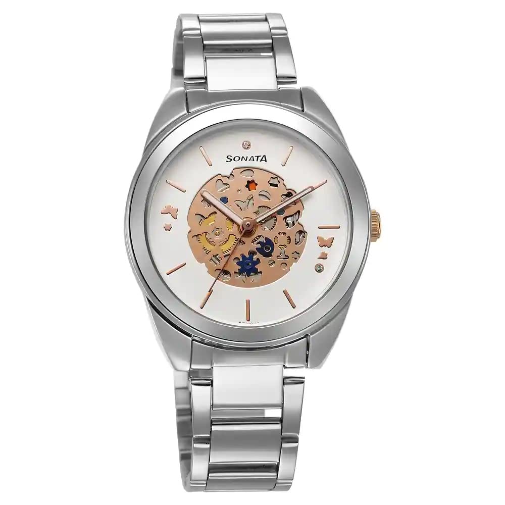 Sonata Unveil Quartz Multifunction Silver Dial Stainless Steel Strap Watch for Women-8182KM02 (B0BZPT54YQ) Amazon Price History, Amazon Price Tracker
