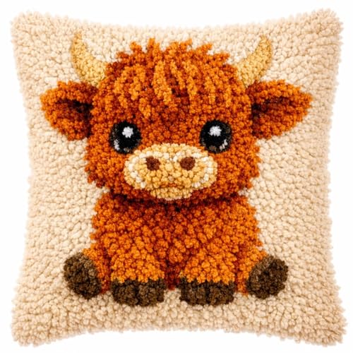 YOOTOM Calf Latch Hook Pillow Kits,Embroidery Cushion Cover Making Kits