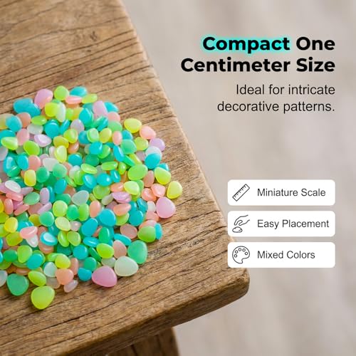 Image of 1000pcs Colorful Glow in the Dark Rocks, 2026 New Glowing Pebbles for Garden Outdoor Night Fruity Solar Guide Pebbles, Magical Luminous Rocks Landscaping Gravel (Colorful-200pcs)