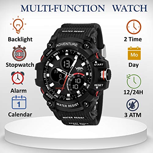 V2A Analog Digital 3ATM Waterproof Sports Watch for Men and Boys with