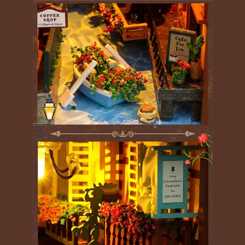 Kisoy Miniature DIY House Kit, Wooden DIY Dollhouse with Furniture for Teens and Adult, Handmade Dollhouse Toy with Furniture and Light for Birthday/Christmas Day (Leisure Years)