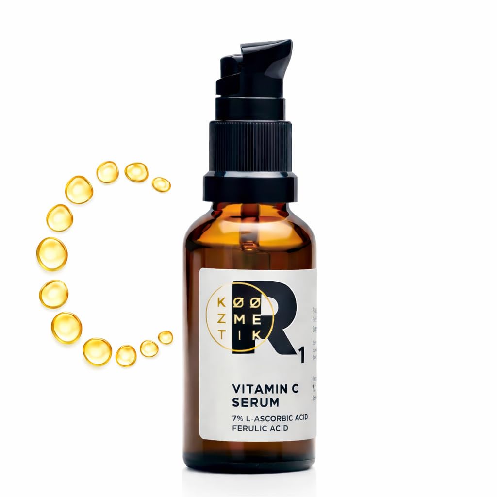 Pure Vitamin C Face Serum with Ferulic Acid | Brightening, Collagen Boosting,Antiaging & Antioxidant Face Serum | 100% Bioactive Natural Everyday Face Serum | R1 KØØZMETIK | 30ml