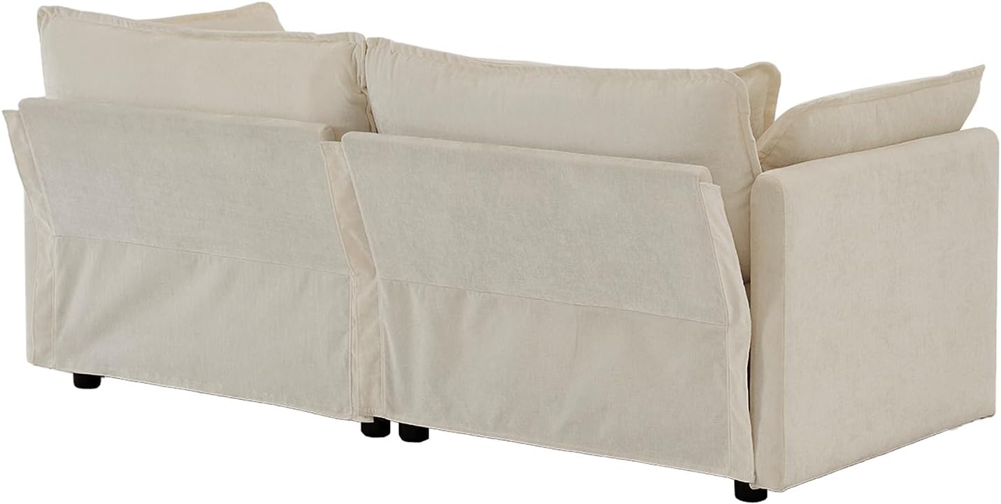 KIVENJAJA Chenille Loveseat Sofa, Oversized 2-Seater Small Cloud Couch, Modern Comfy Deep Seat Love Seat with 4 Pillows for Living Room Bedroom Office Apartment, 76.7”W, Light Camel
