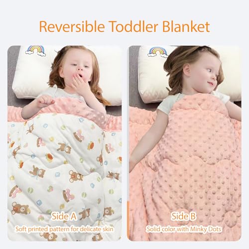 Image of Toddler Comforter 47x59 Inch, Lightweight Down Alternative Quilted Blanket for Crib & Toddler Bed, Soft Minky Dots Baby Quilt, Machine Washable Year-Round Bedding