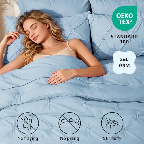 Image of BEDELITE King Comforter Set Cornflower Blue,Lightweight & Soft Comforter