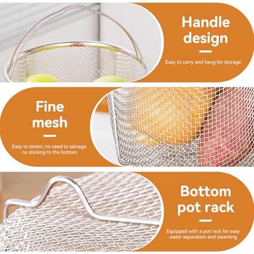 Miniatura 2 de Cesta Para Vapor, Cesta De Malla Para Vapor Cesta Y Colador De Malla De Acero Inoxidable Para Ollas A Presión Y Ollas Para Lavar Freír A Vapor, Vaporera Microondas, Vaporera Cocinar Vapor 20cm