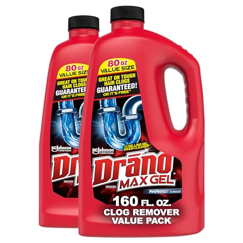 Comparison: Best Drain Cleaner For Kitchen Sinks 6 Drano Max Gel Drain Clog Remover and Cleaner for Shower or Sink Drains, Unclogs and Removes Hair, Soap Scum and Blockages, 80 Oz, Pack of 2