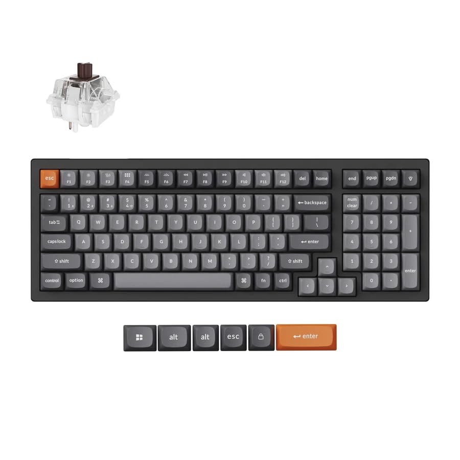 Keychron K4 Max Mechanical Keyboard Wireless with Number Pad, 2.4 GHz/Bluetooth 5.1/Wired Custom Keyboard with 100 Keys, Programmable RGB Backlight Hot-Swappable for Mac Windows Linux