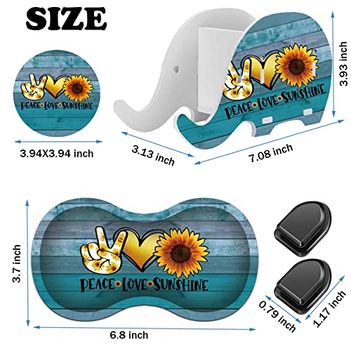 Image of Ergonomic Mouse Wrist Pad with Phone Holder Pen Holder + Cute Coaster + Mini Hook, Multi-Functional Mobile Pen Holder Desktop Storage Box, Peace Love Sunshine
