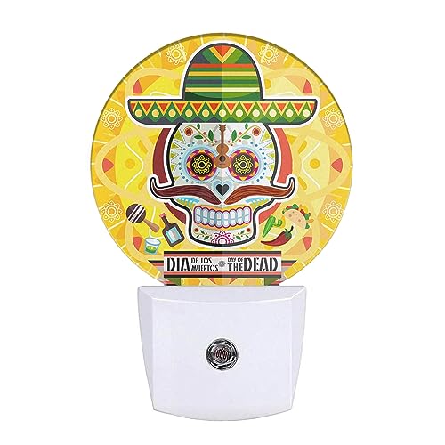 Uanvaha Skull Night Light Halloween Scary Gothic Dead Head Skeleton Ghost LED Nightlights Energy Saving Round Lamp for Boys Girls Men Women Day of The Dead -  LEDLAMP3023