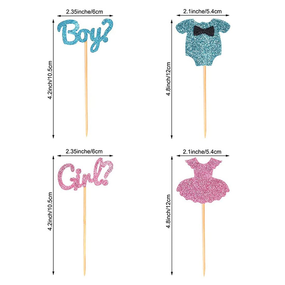 30-teiliges Cake Topper Set – Blau & Rosa Deko Für Gender Reveal Party
