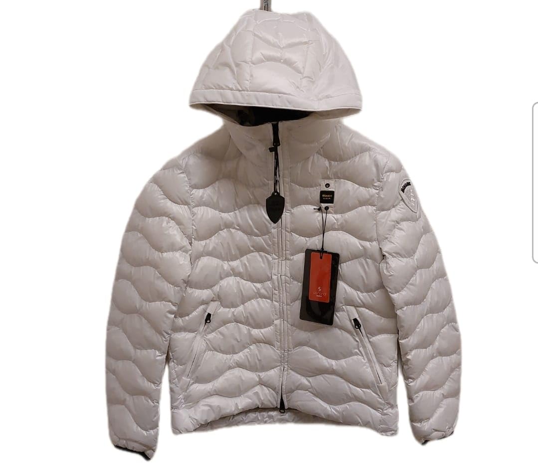 Blauer Bryant Centogrammi Onda Giubbotto Piumino Bianco, Nylon, Cappuccio Fisso, Chiusura con Cerniera, Unisex Ragazzi