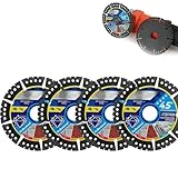 Diamond Multi-Purpose Saw Blades, Diamant-Mehrzweck-Sägeblätter, 4,5-Zoll-Schleifscheibe für Winkelschleifer, Super Dünne Fliesensägeblatt, Trocken/Nass Schneiden für Beton, Stahl, PVC, Holz (4 Stück)