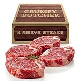 Grumpy Butcher Large Ribeye Steaks, 4 Pack (12 oz each) - Prime Steakhouse Beef Ribeye Steak Meat - Birthday...