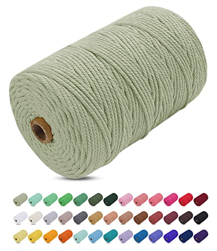 Uiopa Macrame Cord 3mm x 200m, Thick Macrame Rope Yarn Soft Natural Cotton Cord