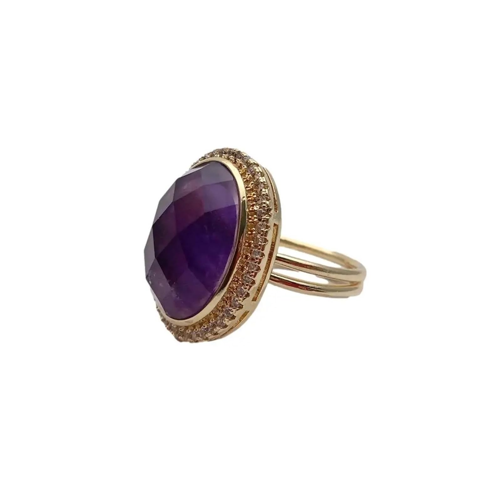 Collane da donna 14x18mm ovale viola ametista strass pavimenta anelli da dito anello regolabile gioielli anniversario