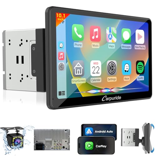 Carpuride Double Din Car Stereo with CarPlay and Android Auto Car Radio 10.1