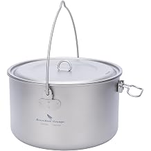 Boundless Voyage Titanium Hanging Pot for Outdoor Camping Backpacking Hiking Ultralight Portable Cooking Pot Camp Kitchen Cookware 1300ML/1950ML/2900ML