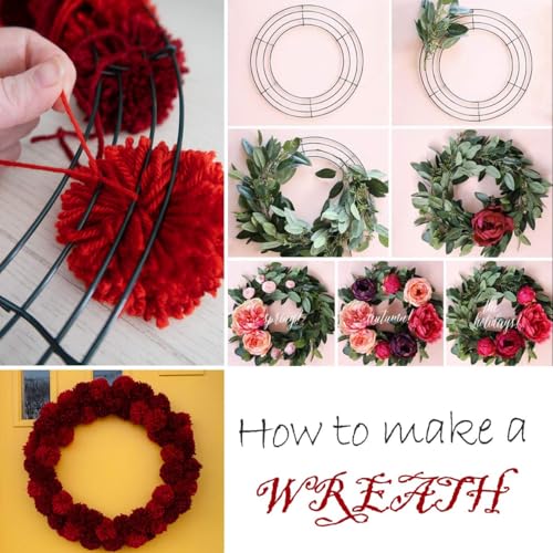 8 Pack Wire Wreath Frame 8 Inch Metal Wreath Form Ring for Crafts DIY Front Door Wreaths Christmas Valentines Wedding Home Party Decoration with 38 Yard Paddle Wire UltraOutlet Artificial Garlands - Thumbnail 3