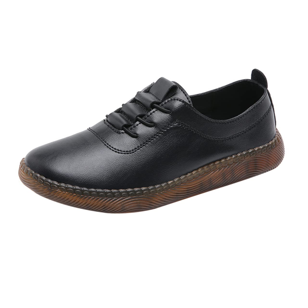 Zapatos De Cuero Perezosos Zapatos Casuales De Mujer De De Gimnasia para Mujer Mocasín para Mujer De Las Mujeres Superior: Cuero Genuino Black
