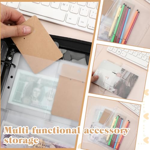 HJZHII 12 Stück A5 Binder Taschen, 6 Löcher Bindertaschen 5 Stile Transparente 6-Loch Ordner Tasche mit Deckel Bindertaschen Reißverschluss Mappe Ordnertaschen Klarsichthüllen für A5 Notebook Binder