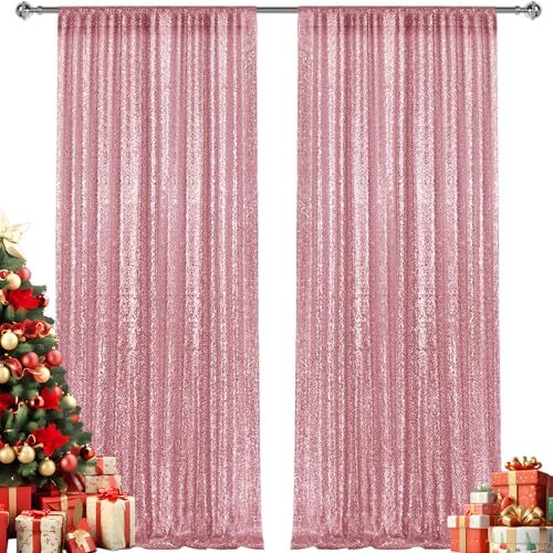 Telones de Fondo Rosa con Lentejuelas 2x8FT 2 unidades
