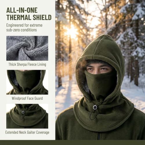 Winter Fleece Balaclava Hood Unisex Fleece Warm Thermal Skiing Mask Hat - image 2
