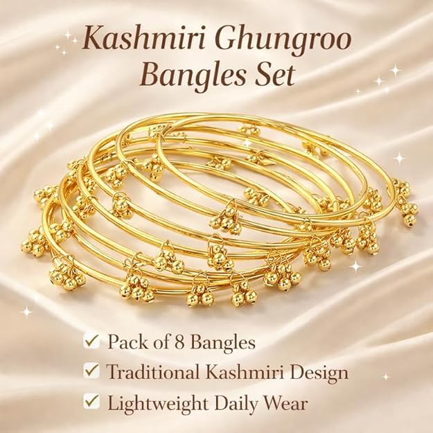 Image of kashmiri bangles for women, Kashmiri Ghungroo Bangles Set for Women, Traditional Ethnic Bridal, Lightweight Festival