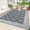 HiiARug Reversible Mats Outdoor Rug 6x9 for Patio Plastic Straw Patio Rugs Outdoor Rugs Large Floor Mat for Ourdoor Decor,Garden, Patio, Backyard, Deck, Picnic, RV, Camping (Grey)
