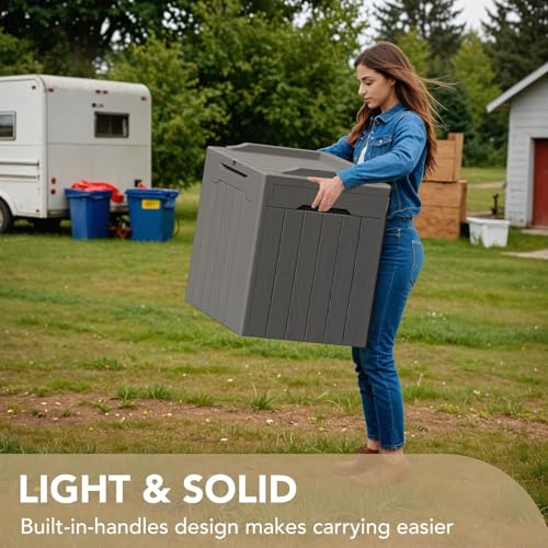 Image of The Artment Gray StorraDeck 117 Ltr Storage Box - Waterproof, UV-Resistant Resin Deck Box with Lockable Lid for Indoor & Outdoor Multipurpose Use | Durable Storage for Balcony, Hall, Garden & Patio
