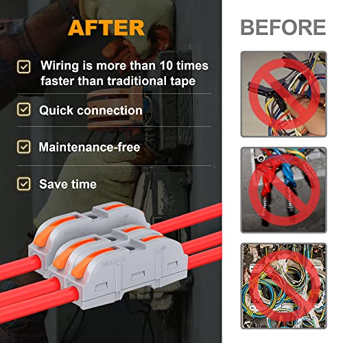 Rvboatpat 60 Pcs Wire Connectors Kit, 1 To 1 Inline Electrical Lever Wire Connectors Nuts Push-In Quick Conductor Combination Compact Splicing Connectors 28-12 Awg #TOP3